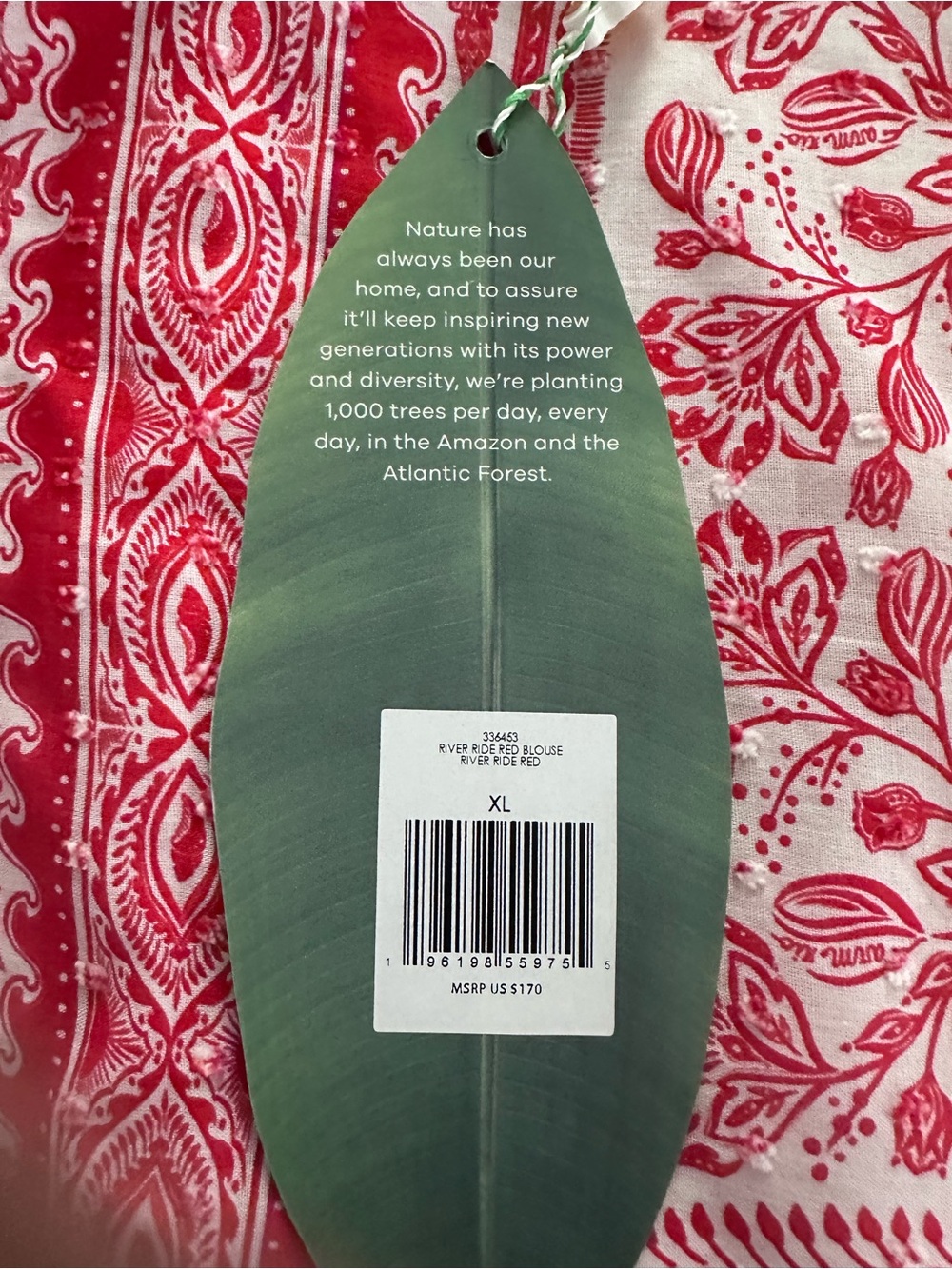 FARM Rio Red and White Printed Puff-Sleeve Blouse - Picture 7 of 9